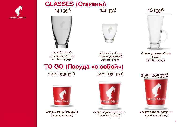 GLASSES (Стаканы) 140 руб Latte glass conic (Стакан для Латте) Art. No. 253650 140