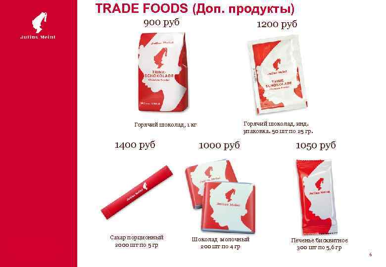 TRADE FOODS (Доп. продукты) 900 руб 1200 руб Горячий шоколад, инд. упаковка. 50 шт