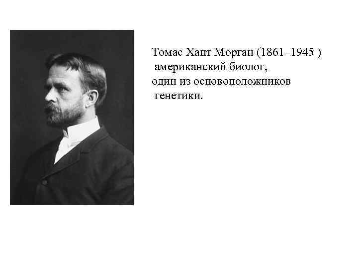 Томас Хант Морган (1861– 1945 ) американский биолог, один из основоположников генетики. 