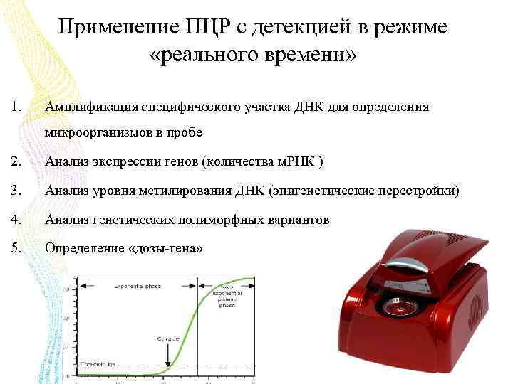 Применение ПЦР с детекцией в режиме «реального времени» 1. Амплификация специфического участка ДНК для