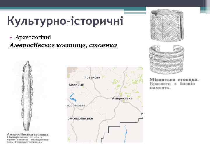 Культурно-історичні • Археологічні Амвросіївське костище, стоянка 