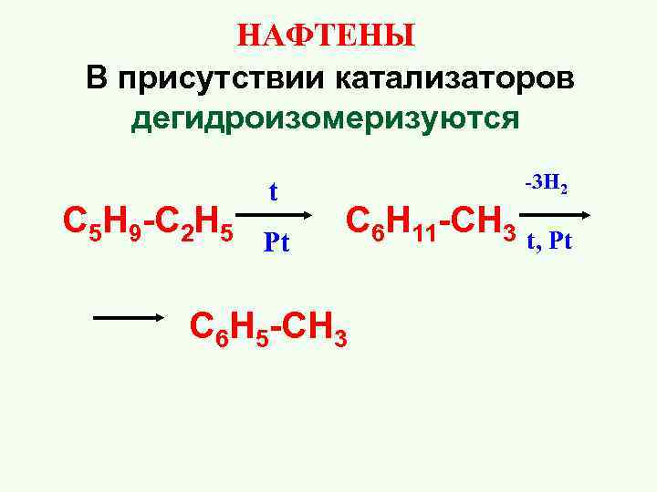  НАФТЕНЫ В присутствии катализаторов дегидроизомеризуются -3 H 2 t С 5 Н 9
