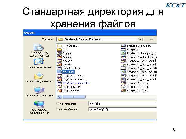 Стандартная директория для хранения файлов 8 
