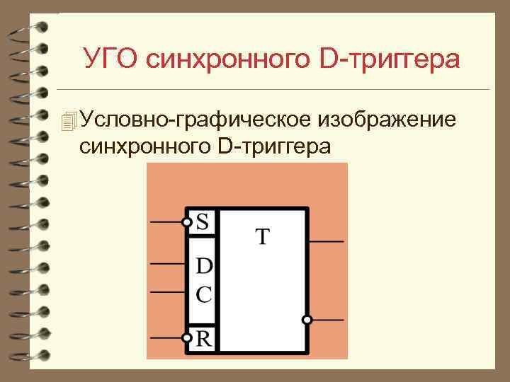 УГО синхронного D триггера 4 Условно графическое изображение синхронного D триггера 