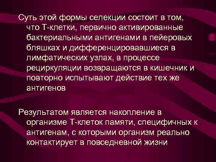 Суть этой формы селекции состоит в том, что Т-клетки, первично активированные бактериальными антигенами в