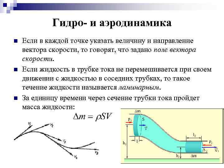 Гидро- и аэродинамика n n n Если в каждой точке указать величину и направление