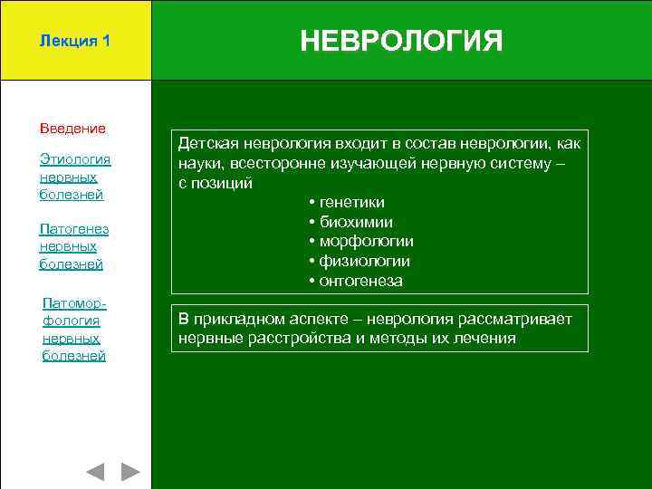 Лекция 1 Введение Этиология нервных болезней Патогенез нервных болезней Патоморфология нервных болезней НЕВРОЛОГИЯ Детская