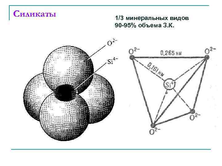 Силикаты 1/3 минеральных видов 90 -95% объема З. К. 