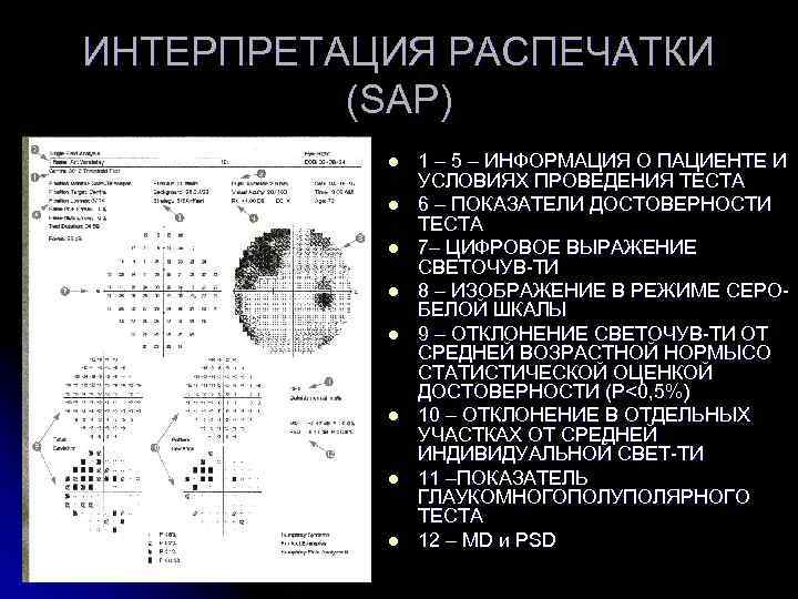 ИНТЕРПРЕТАЦИЯ РАСПЕЧАТКИ (SAP) l l l l 1 – 5 – ИНФОРМАЦИЯ О ПАЦИЕНТЕ