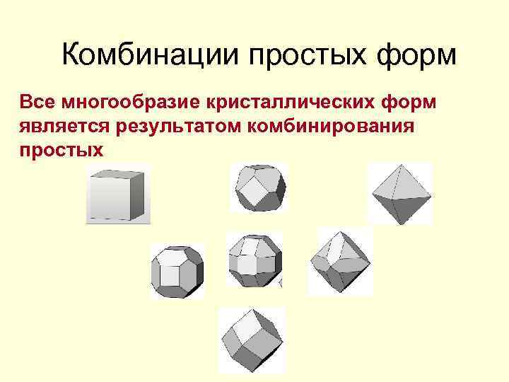 Комбинация фигур. Таблицы простых форм кристаллографии. Комбинации простых форм кристаллов. Простые кристаллографические формы. Комбинированные формы кристаллов.