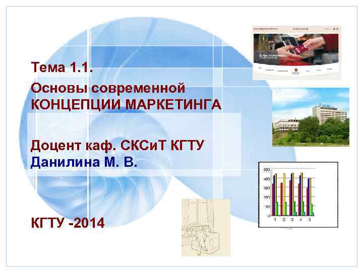 Тема 1. 1. Основы современной КОНЦЕПЦИИ МАРКЕТИНГА Доцент каф. СКСи. Т КГТУ Данилина М.