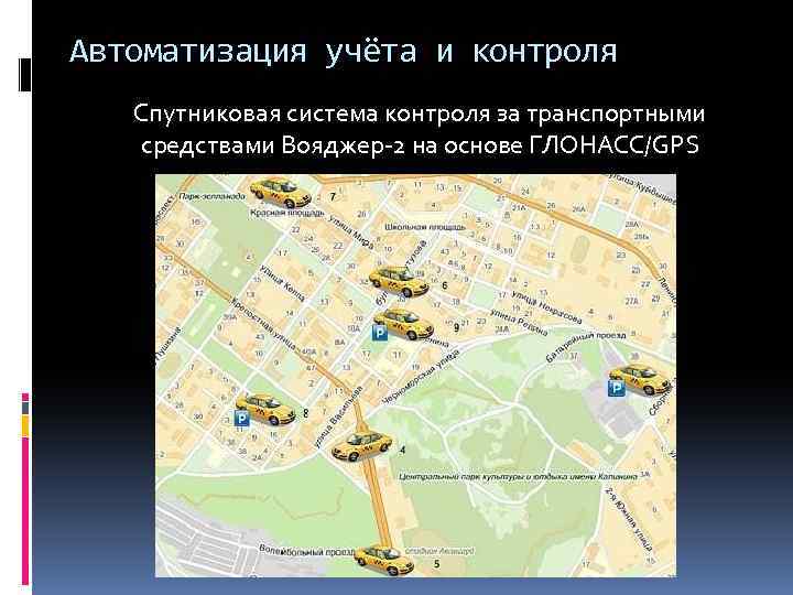 Автоматизация учёта и контроля Спутниковая система контроля за транспортными средствами Вояджер-2 на основе ГЛОНАСС/GPS