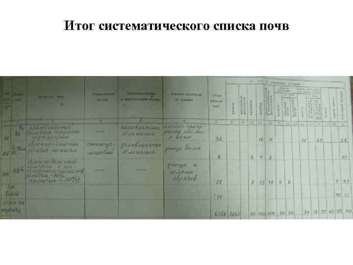 Итог систематического списка почв 