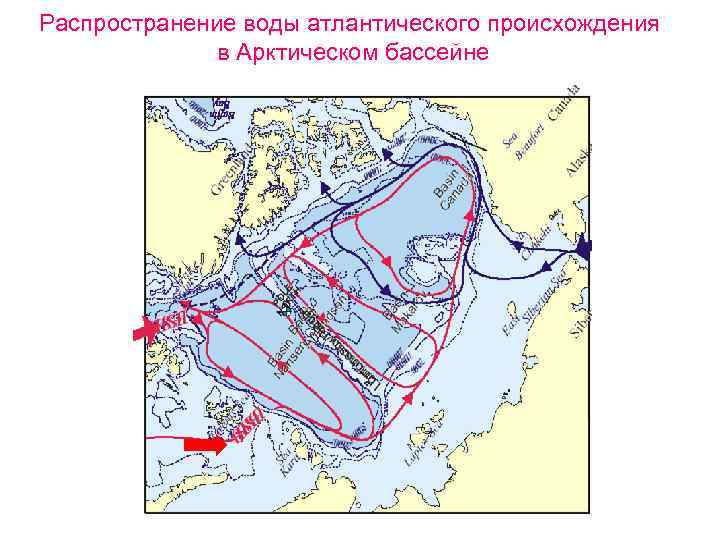 Распространение воды атлантического происхождения в Арктическом бассейне 
