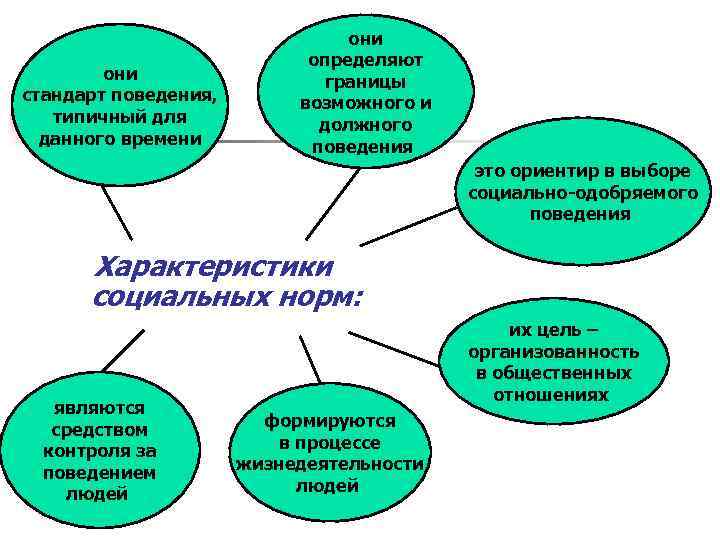 они стандарт поведения, типичный для данного времени определяют границы возможного и должного поведения это