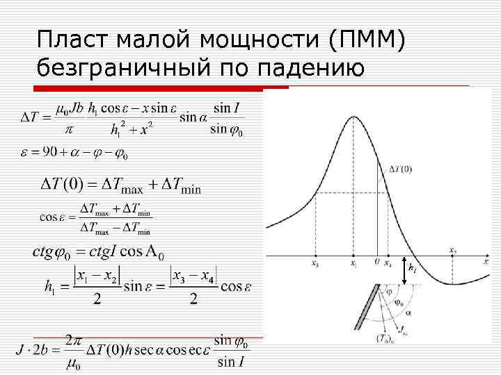 Пласт малой мощности (ПММ) безграничный по падению h 1 