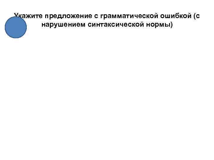 Укажите предложение с грамматической ошибкой (с нарушением синтаксической нормы) 