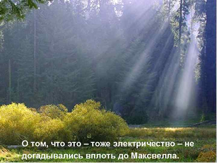 О том, что это – тоже электричество – не догадывались вплоть до Максвелла. 