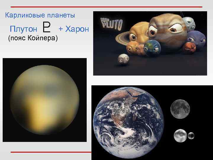 Карликовые планеты Плутон + Харон (пояс Койпера) 