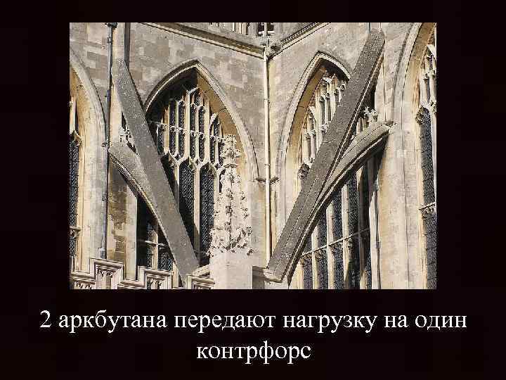 2 аркбутана передают нагрузку на один контрфорс 