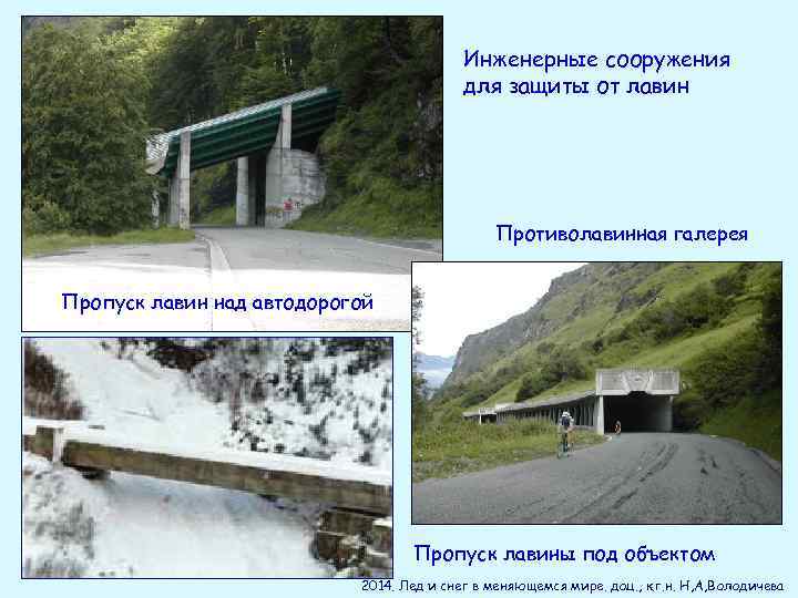 Инженерные сооружения для защиты от лавин Противолавинная галерея Пропуск лавин над автодорогой Пропуск лавины