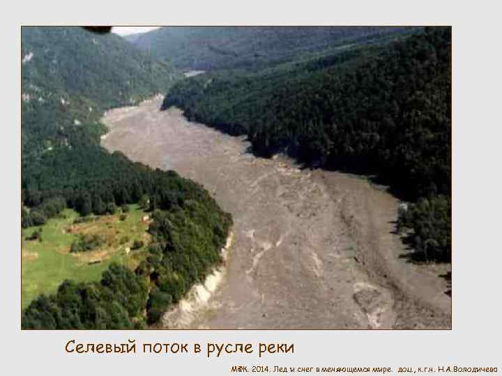 Селевый поток в русле реки МФК. 2014. Лед и снег в меняющемся мире. доц.