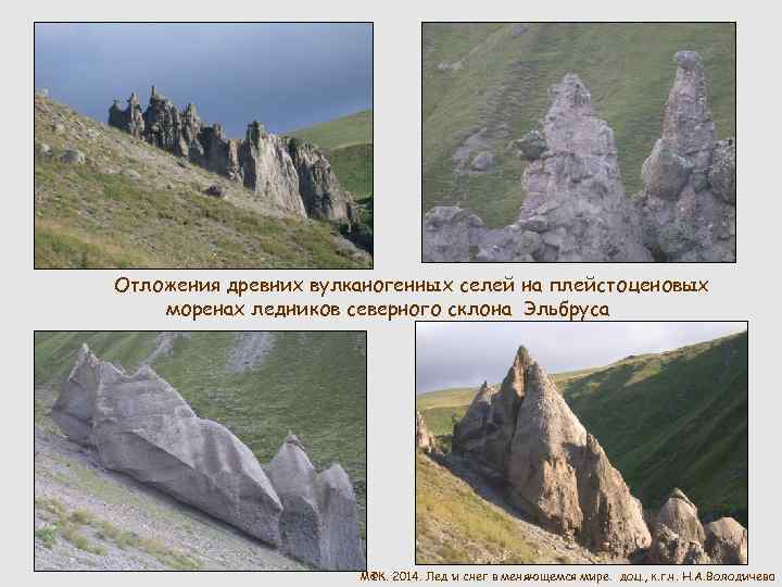 Отложения древних вулканогенных селей на плейстоценовых моренах ледников северного склона Эльбруса МФК. 2014. Лед