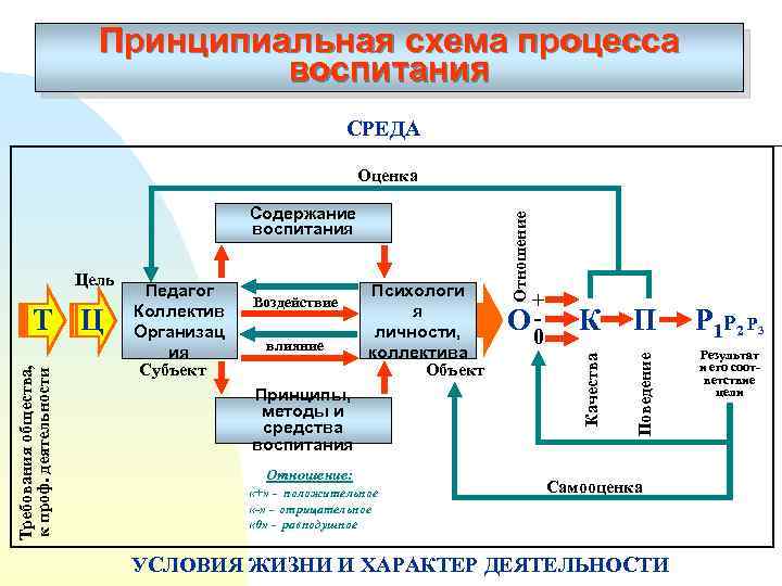 Принципиальная схема процесса воспитания СРЕДА Требования общества, к проф. деятельности Т Ц Педагог Коллектив