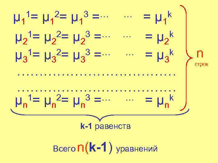 μ 11= μ 12= μ 13 = … … = μ 1 k 1=