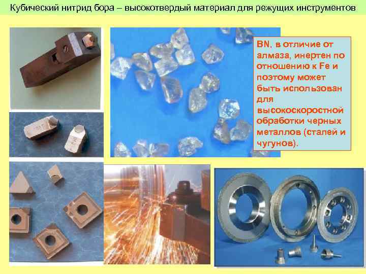 Кубический нитрид бора – высокотвердый материал для режущих инструментов BN, в отличие от алмаза,