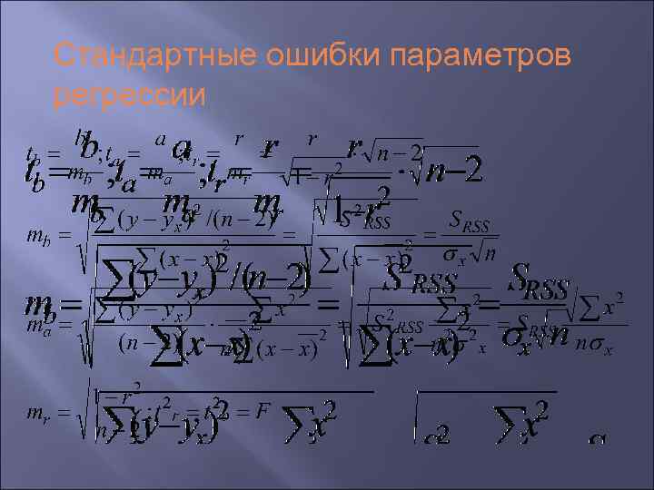 Стандартные ошибки параметров регрессии 