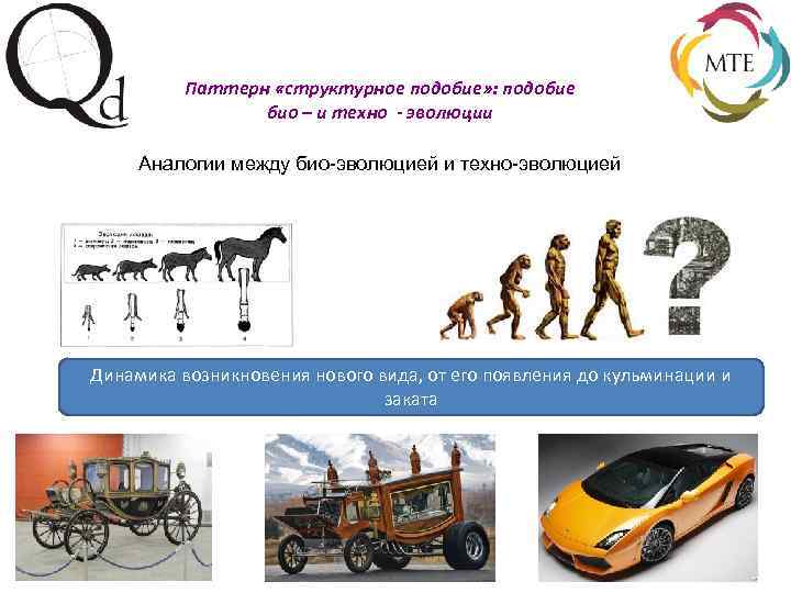Паттерн «структурное подобие» : подобие био – и техно - эволюции Аналогии между био-эволюцией