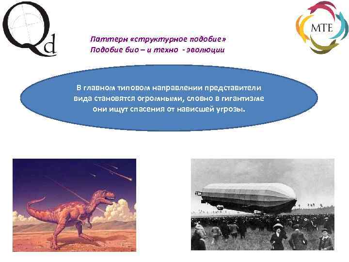 Паттерн «структурное подобие» Подобие био – и техно - эволюции В главном типовом направлении