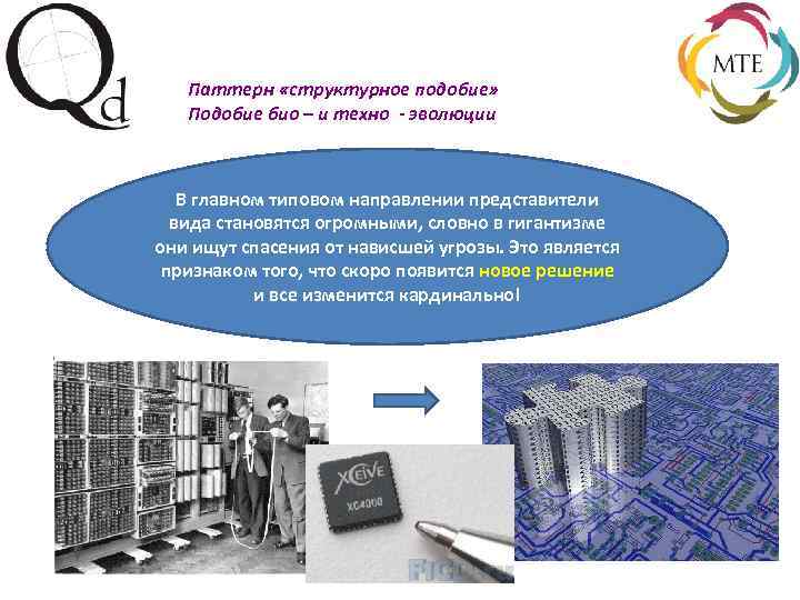 Паттерн «структурное подобие» Подобие био – и техно - эволюции В главном типовом направлении