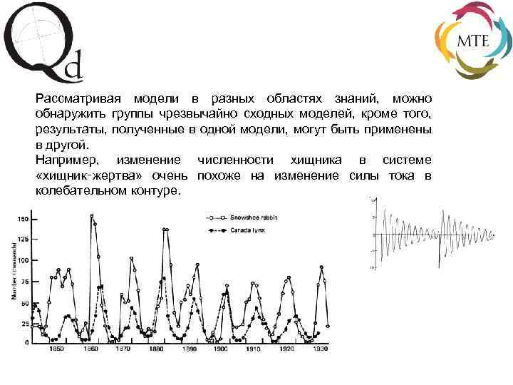 Рассматривая модели в разных областях знаний, можно обнаружить группы чрезвычайно сходных моделей, кроме того,