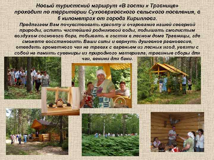  Новый туристский маршрут «В гости к Травнице» проходит по территории Суховерховского сельского поселения,