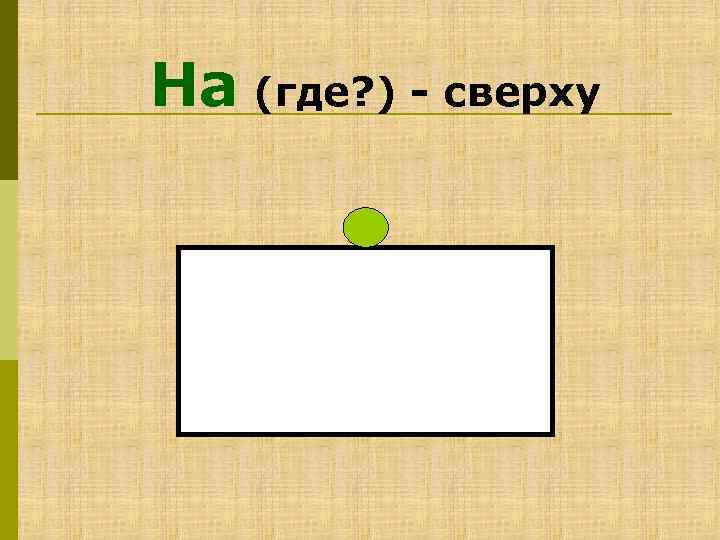 На (где? ) - сверху 