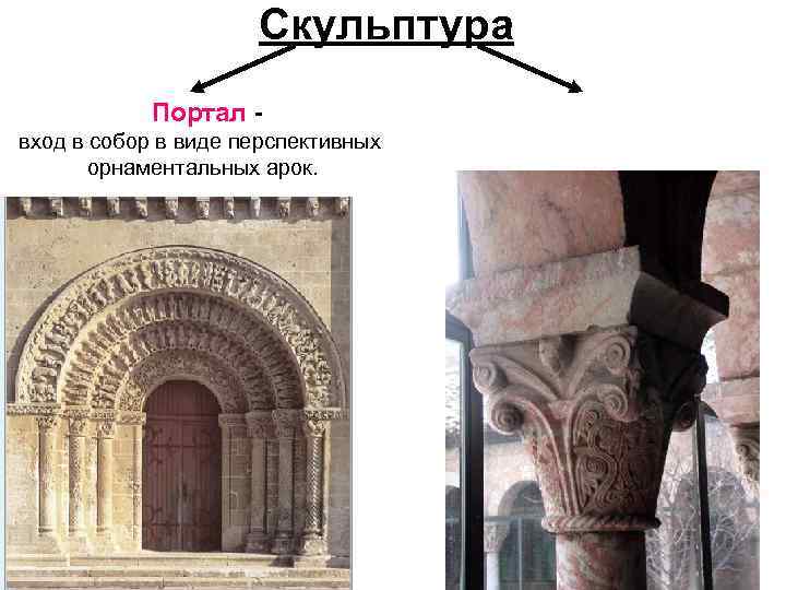 Скульптура Портал вход в собор в виде перспективных орнаментальных арок. 