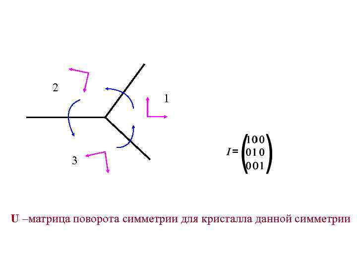 2 1 3 U –матрица поворота симметрии для кристалла данной симметрии 