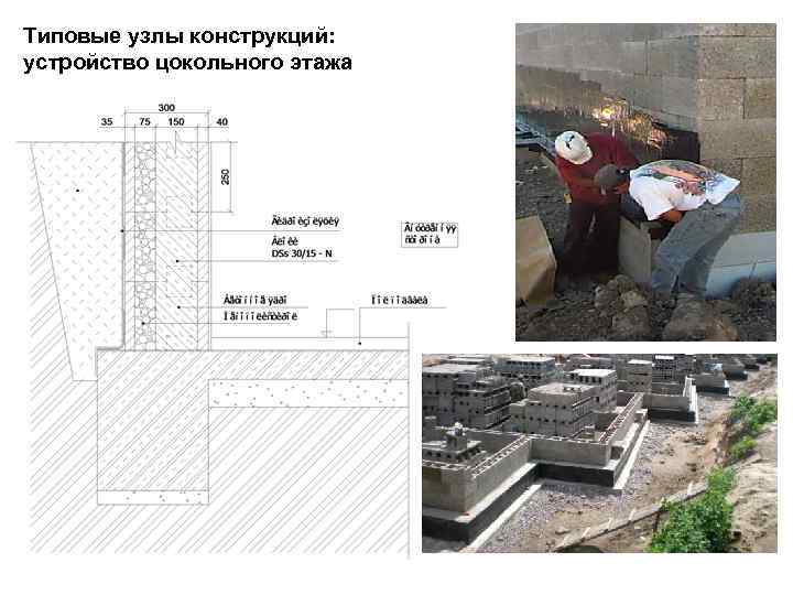 Типовые узлы конструкций: устройство цокольного этажа 
