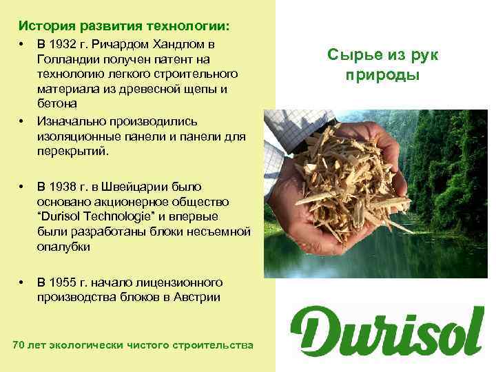 История развития технологии: • • В 1932 г. Ричардом Хандлом в Голландии получен патент