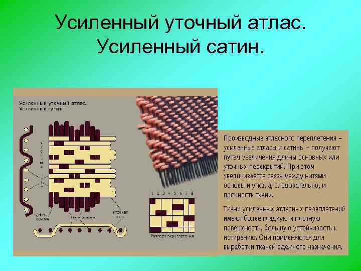 Усиленный уточный атлас. Усиленный сатин. 