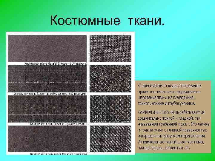 Костюмные ткани. 