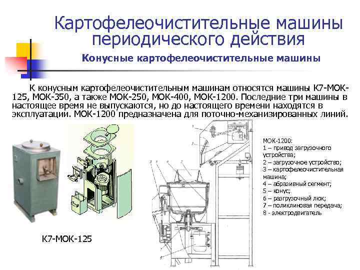 Назовите основные части машины мок 125 по данной схеме