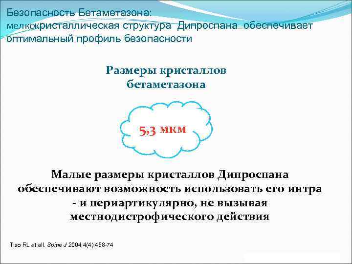 Безопасность Бетаметазона: мелкокристаллическая структура Дипроспана обеспечивает оптимальный профиль безопасности Размеры кристаллов бетаметазона 5, 3