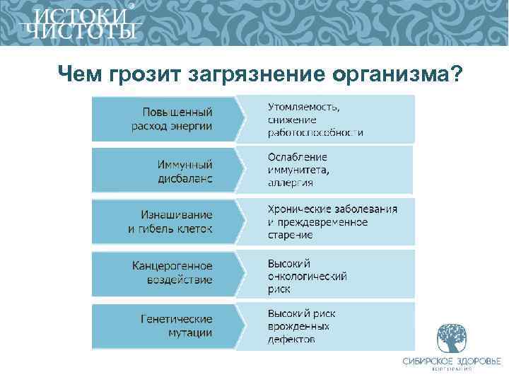 Чем грозит загрязнение организма? 