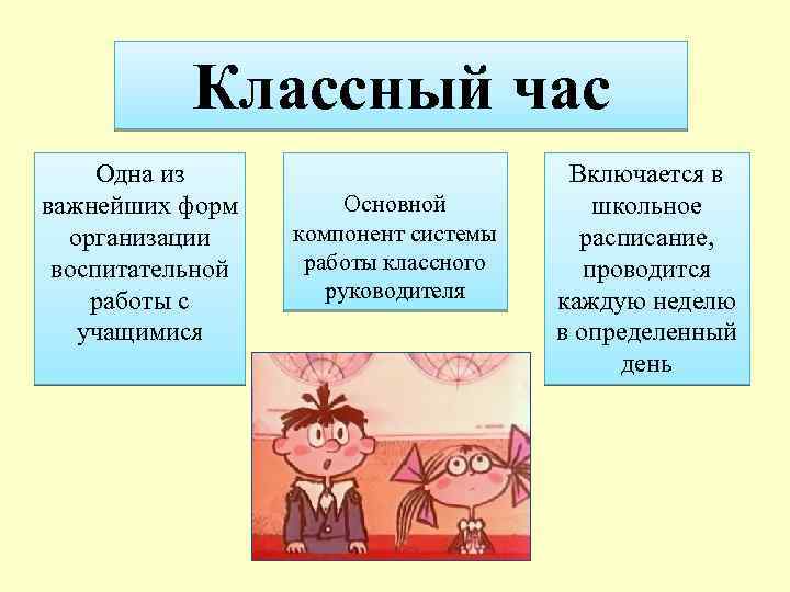 Классный час Одна из важнейших форм организации воспитательной работы с учащимися Основной компонент системы