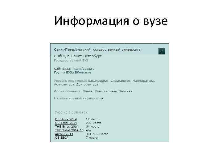 Информация о вузе 