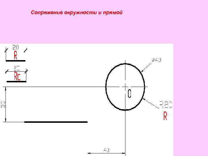 Сопряжение окружности и прямой 