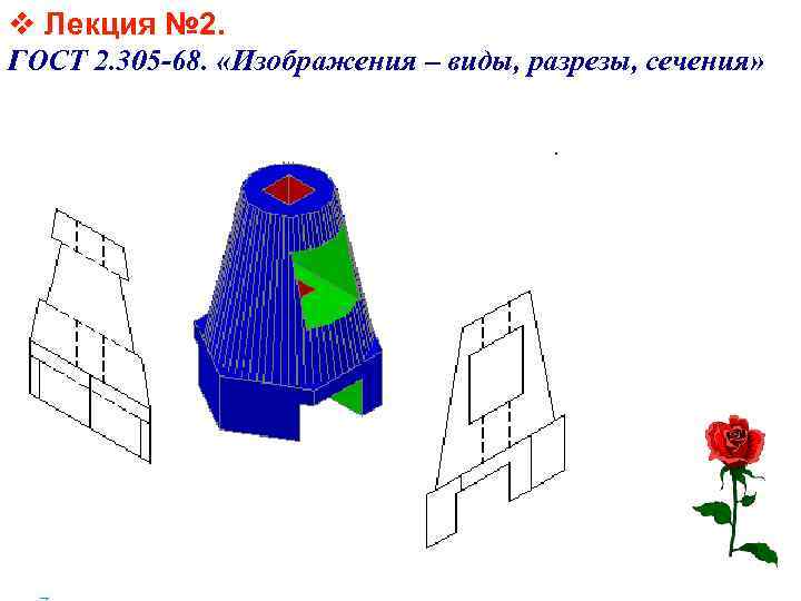 v Лекция № 2. ГОСТ 2. 305 -68. «Изображения – виды, разрезы, сечения» 